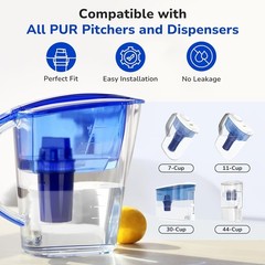 4-Pack Water Filter Replacement for All PUR, PURPlus Water Pitchers and Dispe…
