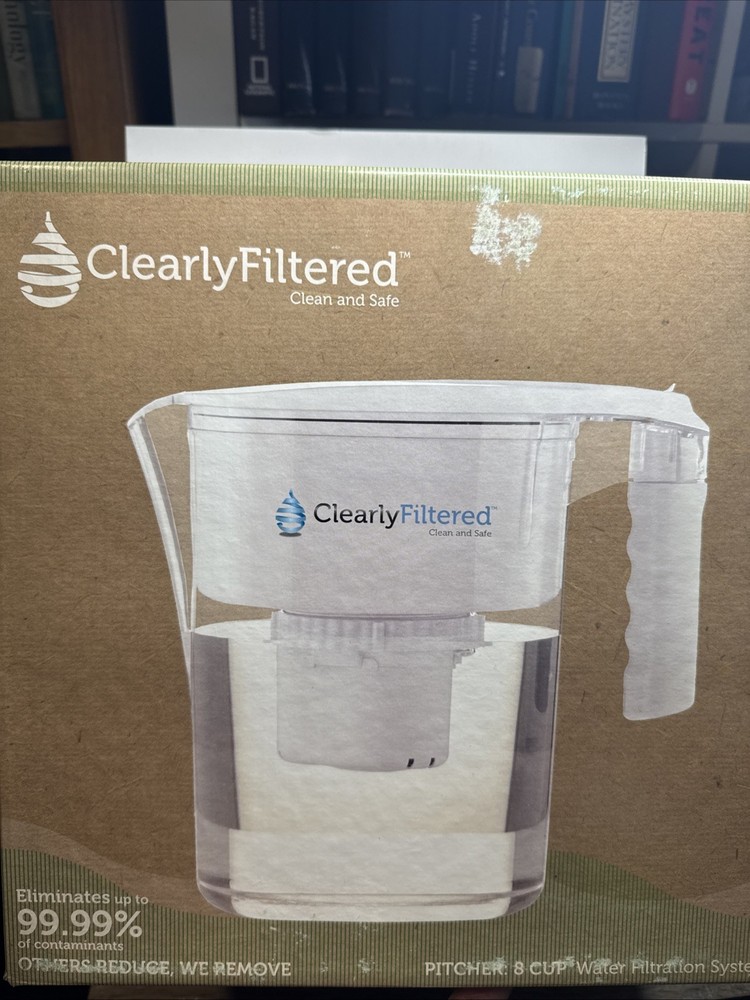 Clearly Filtered 8 Cup Water Filtration System Pitcher Filter Included NEW