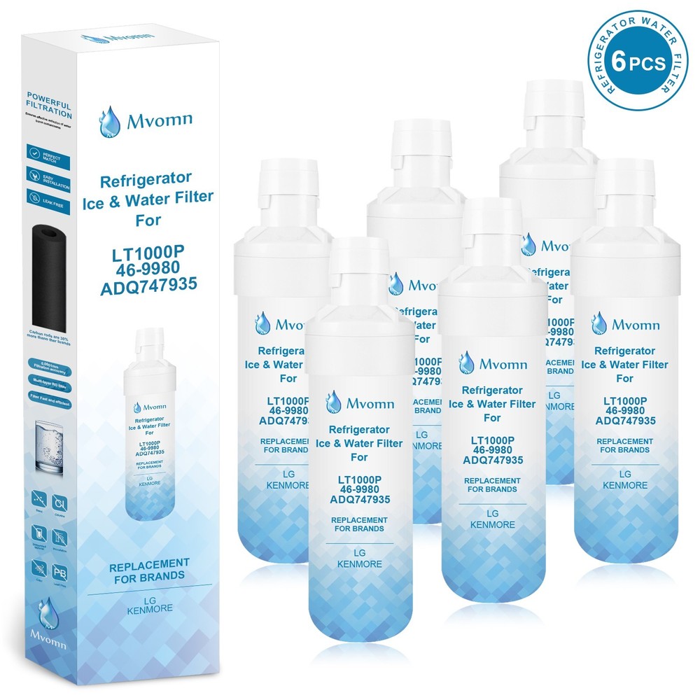 Mvomn Refrigerator Water Filter, Replacement for LG® LT1000P®, Pack of 6