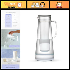 7-Cup Water Filter Pitcher – Glass with Silicone Base, Removes Bacteria, Lead, P