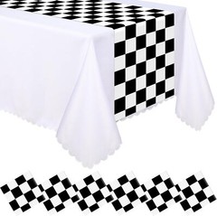 Preboun 6 Pieces Black and White Checkered 14 x 108 inch,