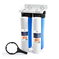 2-Stage Big Blue 20″ Whole House System+ Bracket+ Sediment+Carbon Block Filters