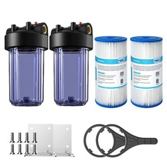 2Pack 10 Inch Clear Big Blue Whole House Water Filter Housing PP Pleated System