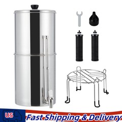2.25 Gal Gravity-fed Water Filter System 2 Filters Stainless-Steel Home Purifier