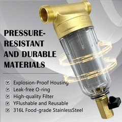 Municipal Tap Water Filter Reusable Whole House Spin Down Sediment Pre-Filter