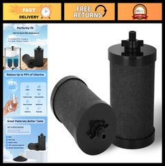 2 Pack Pro Black Water Filter Replacement, NSF/ANSI 42 Certified, 5,000 Gallon C