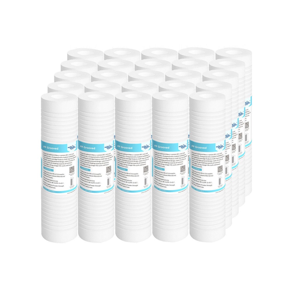1 Micron 10″x2.5″ Grooved Sediment Water Filter Whole House Replacement 4-25Pack