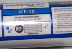 HYDRONIX Fridge Ice Inline Coconut GAC H2o Filter, 2000 Gal, 1/4″ Free Shipping