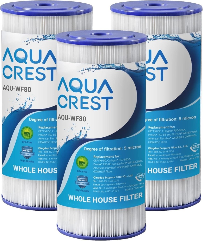 AQUA CREST FXHSC Whole House Water Filter Replacement for GE® FXHSC, GXWH40L,(3)