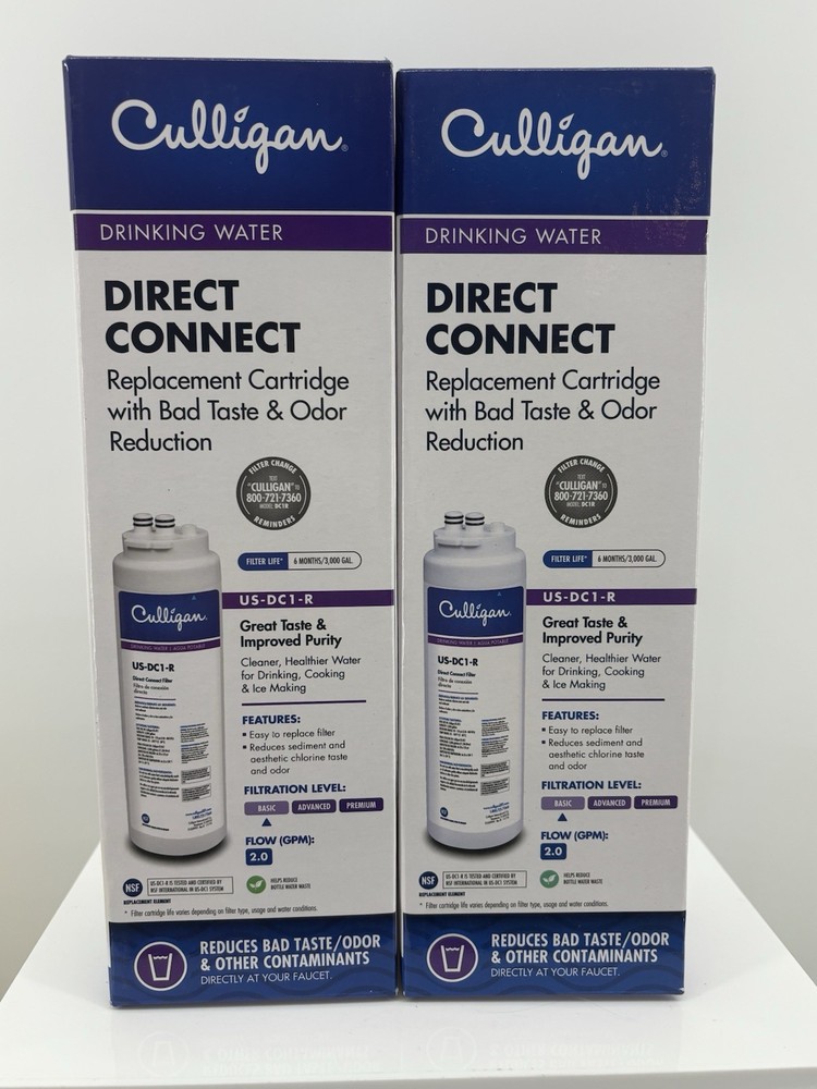 (2) Culligan US-DC1-R Direct Connect Replacement Water Filter Cartridges