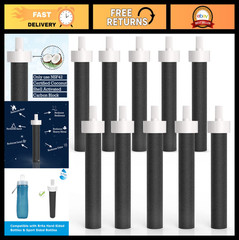 Water Bottle Filter Replacement – Compatible with Brita BB06, 10 Pack, Stainless