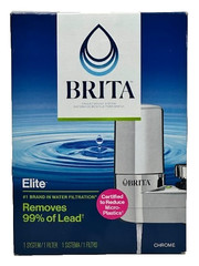 Brita Elite Faucet Mount Water Filter System Chrome | Removes 99% of Lead