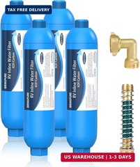 4 Packs of RV Inline/Marine Water Filter With Flexible Hose Protector, NSF Certi