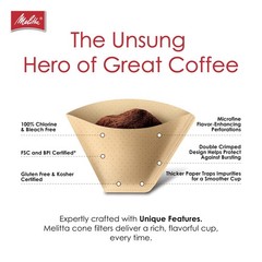 Melitta #4 Cone Coffee Filters, 100 Count (Pack of 6), Natural Brown No 4