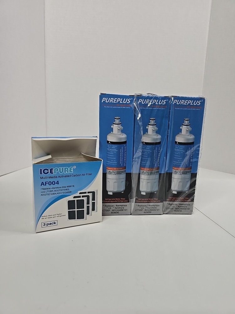 PurePlus Refrigerator water filter PP-RWF1200A Qty Of 3 W/ 1 AF004 Air Filter