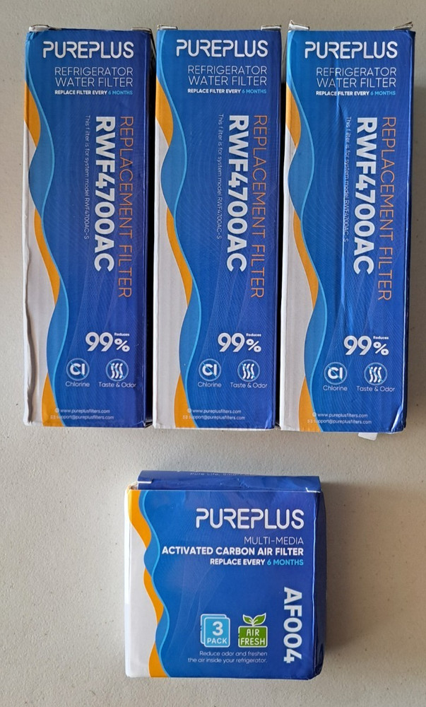3-PACK PurePlus Refrigerator Water Filter RWF4700AC & Air Filters AF004 NEW/SEAL