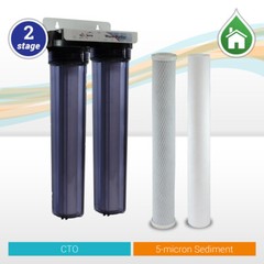 Max Water 2 Stage 20″ x 2.5″ Clear Housing Water Filter, Sediment Carbon CTO